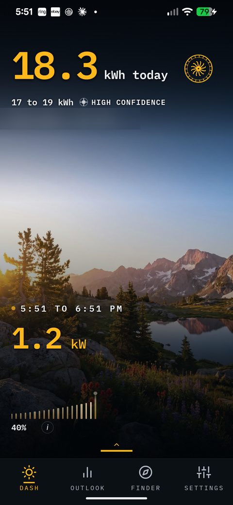 SunPlanner dashboard, gold theme
