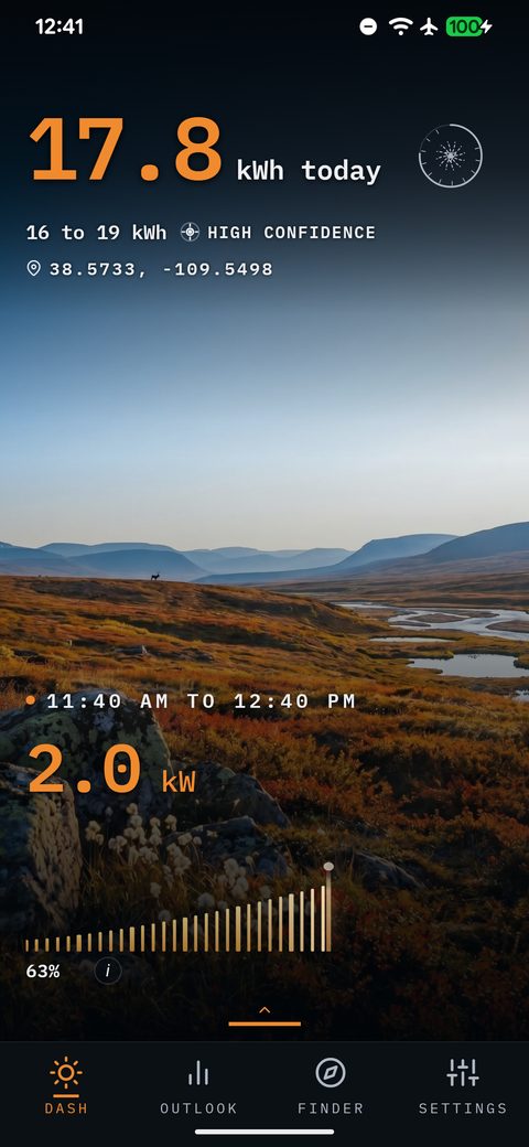 SunPlanner Dashboard using the Arctic Tundra scenery region