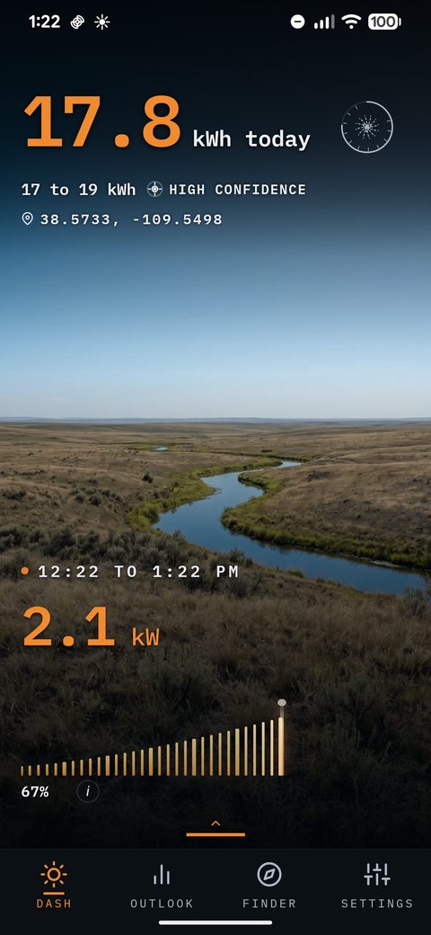SunPlanner Dashboard using the Rolling Plains scenery region